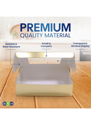 Pack 5 Gold Bakery Box with Window, size 15 x 10 cm Sturdy Aluminum Treat Boxes for Cookies, Pastries, Donuts & Cakes - Dessert Gift Boxes for Weddings, Birthdays & Party Favors - view 4